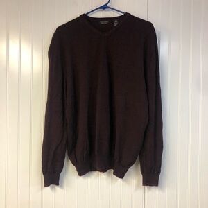 Cellini Men's Burgundy Sweater Large Merino Wool Made in Italy VNeck